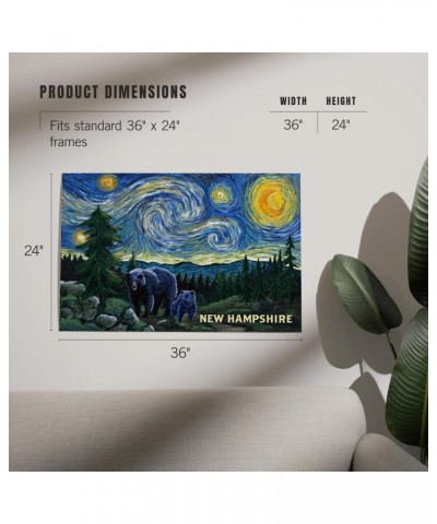 24x36 Inch Giclee Print, New Hampshire, Starry Night, Bear and Cub $23.00 Totes