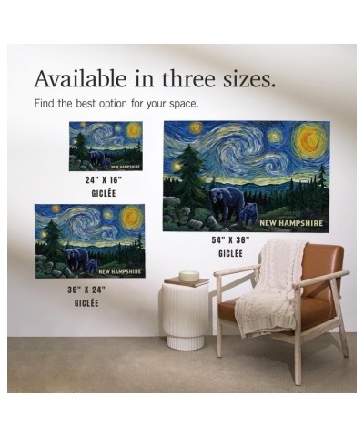 24x36 Inch Giclee Print, New Hampshire, Starry Night, Bear and Cub $23.00 Totes