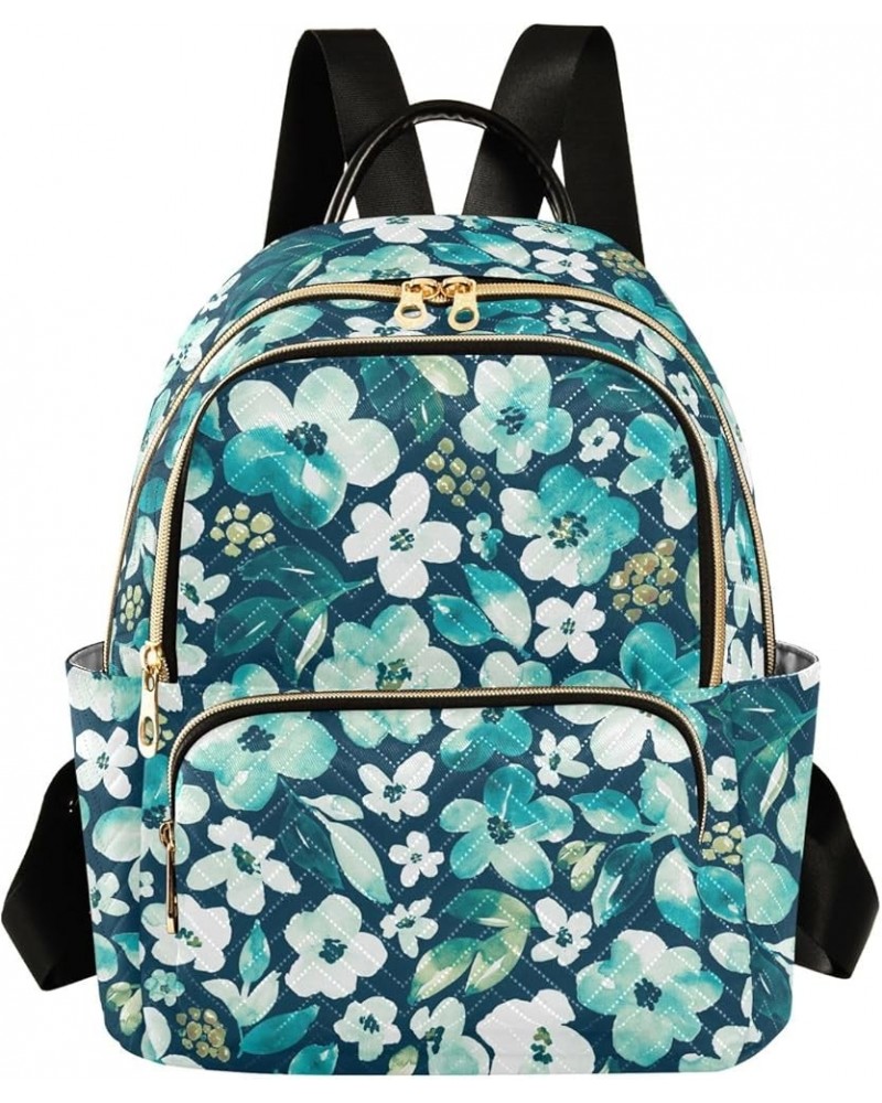 Travel Backpack Purse for Women Fashion Anti-theft Work Casual Floral Teal White Daypack Shoulder Bag Medium Size Small $18.8...