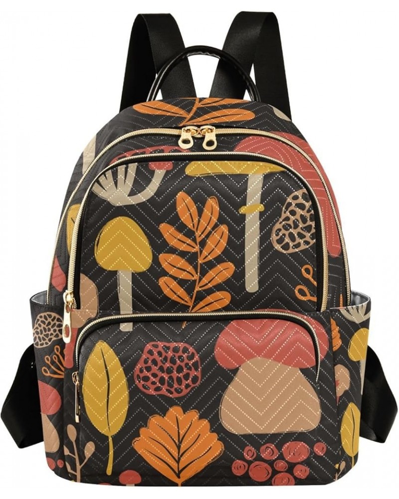 Botanic Women Backpack Mushroom Fungus Autumn Anti-Theft Travel Backpack with Luggage Belt Lightweight Handbag Lady Purse Roo...