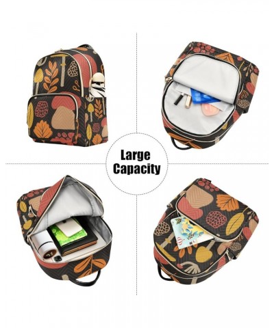 Botanic Women Backpack Mushroom Fungus Autumn Anti-Theft Travel Backpack with Luggage Belt Lightweight Handbag Lady Purse Roo...