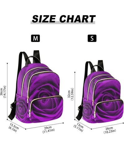 Purple Rose Flower Backpack Purse for Women Anti Theft Backpack Small Travel Backpack Shoulder Bag Small(11.41'' x 6.1'' x 14...