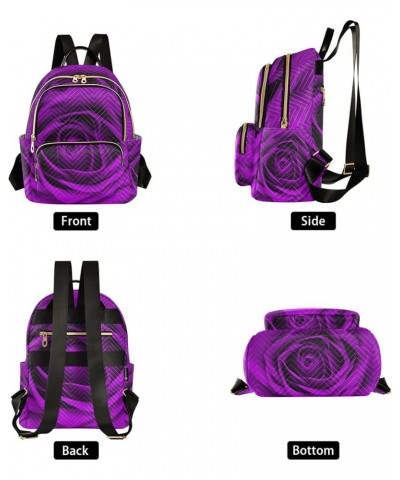 Purple Rose Flower Backpack Purse for Women Anti Theft Backpack Small Travel Backpack Shoulder Bag Small(11.41'' x 6.1'' x 14...