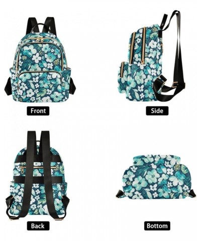 Travel Backpack Purse for Women Fashion Anti-theft Work Casual Floral Teal White Daypack Shoulder Bag Medium Size Small $18.8...