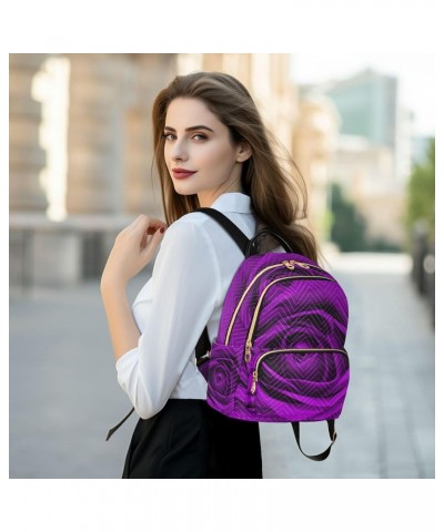 Purple Rose Flower Backpack Purse for Women Anti Theft Backpack Small Travel Backpack Shoulder Bag Small(11.41'' x 6.1'' x 14...