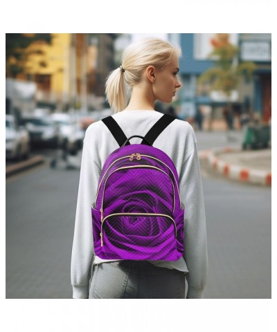 Purple Rose Flower Backpack Purse for Women Anti Theft Backpack Small Travel Backpack Shoulder Bag Small(11.41'' x 6.1'' x 14...