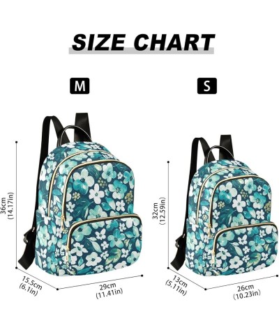 Travel Backpack Purse for Women Fashion Anti-theft Work Casual Floral Teal White Daypack Shoulder Bag Medium Size Small $18.8...