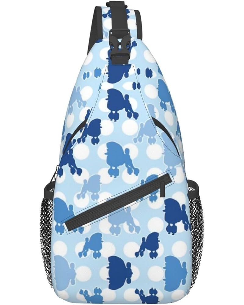 Blue And Pink Fire Crossbody Bag Chest Shoulder Bag Small Casual Backpack Suitable For Women Men Hiking Blue Poodle Polka Dot...