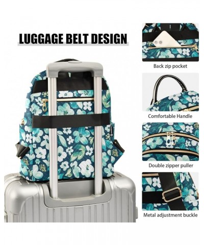 Travel Backpack Purse for Women Fashion Anti-theft Work Casual Floral Teal White Daypack Shoulder Bag Medium Size Small $18.8...