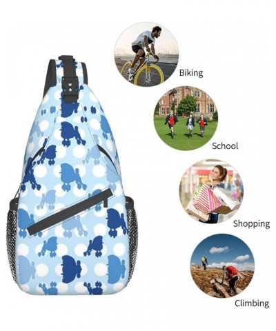 Blue And Pink Fire Crossbody Bag Chest Shoulder Bag Small Casual Backpack Suitable For Women Men Hiking Blue Poodle Polka Dot...