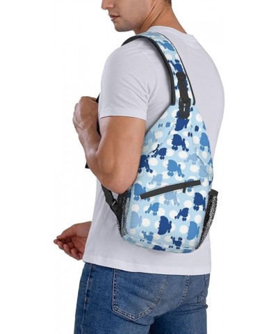 Blue And Pink Fire Crossbody Bag Chest Shoulder Bag Small Casual Backpack Suitable For Women Men Hiking Blue Poodle Polka Dot...