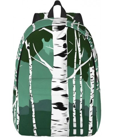 Birch Trees Print Casual Double Shoulder Daypack,Anti-Theft Travel Canvas Backpack For Men And Women Black Small $16.58 Backp...