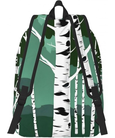 Birch Trees Print Casual Double Shoulder Daypack,Anti-Theft Travel Canvas Backpack For Men And Women Black Small $16.58 Backp...