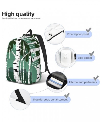 Birch Trees Print Casual Double Shoulder Daypack,Anti-Theft Travel Canvas Backpack For Men And Women Black Small $16.58 Backp...