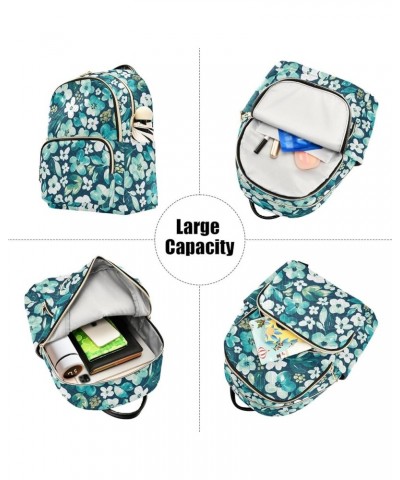 Travel Backpack Purse for Women Fashion Anti-theft Work Casual Floral Teal White Daypack Shoulder Bag Medium Size Small $18.8...