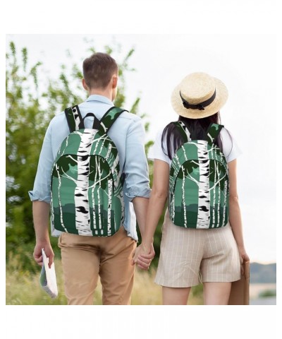 Birch Trees Print Casual Double Shoulder Daypack,Anti-Theft Travel Canvas Backpack For Men And Women Black Small $16.58 Backp...