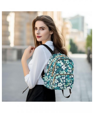 Travel Backpack Purse for Women Fashion Anti-theft Work Casual Floral Teal White Daypack Shoulder Bag Medium Size Small $18.8...