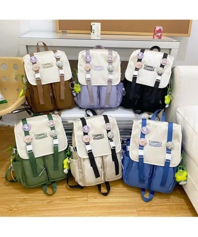 Large Capicity MultiColor Backpack Cute Cartoon Design with pins Y2k Aesthetic kawaii Cute Backpack (Purple) Black $17.29 Bac...