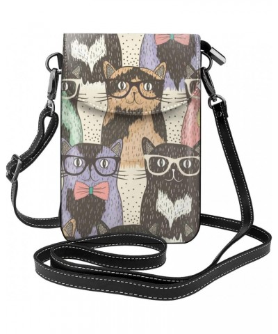 Hipster Cute Cats Small Crossbody Cell Phone Purse for Women Cellphone Wallet Adjustable Strap $18.35 Crossbody Bags