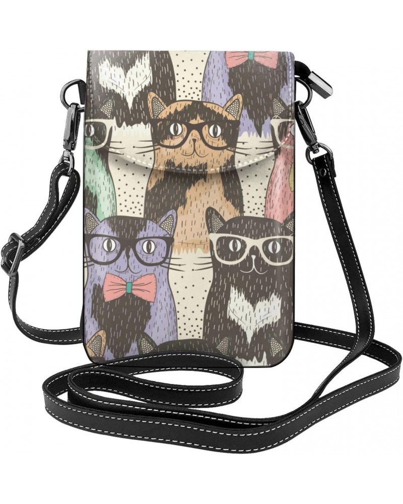 Hipster Cute Cats Small Crossbody Cell Phone Purse for Women Cellphone Wallet Adjustable Strap $18.35 Crossbody Bags