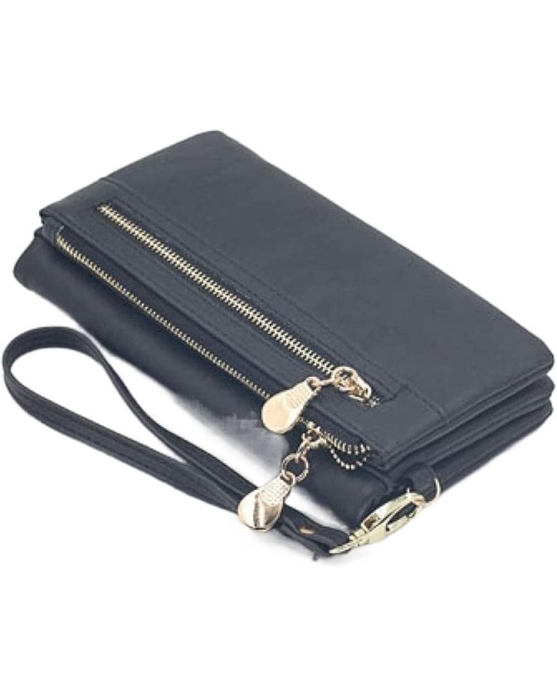 Leather Long Wallet with Zipper Coin Purse Large-Capacity Wallet Card case Ladies Wallet Coin Purse Card (Color : Blue) Black...