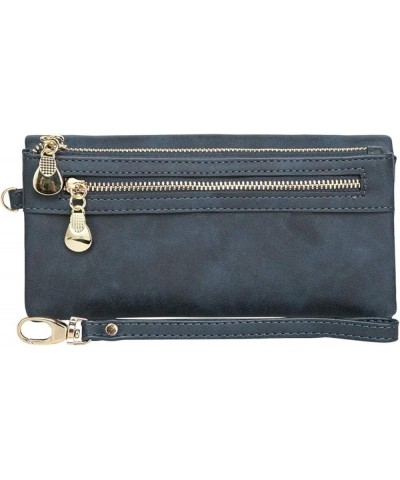 Leather Long Wallet with Zipper Coin Purse Large-Capacity Wallet Card case Ladies Wallet Coin Purse Card (Color : Blue) Black...