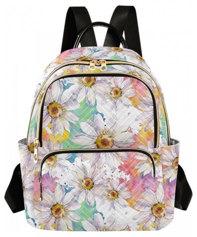 Daisy Flower Floral Colorful Small Backpack Purse for Women Travel Bag Fashion Daypack Back Pack Shoulder Bag Multicolor Medi...