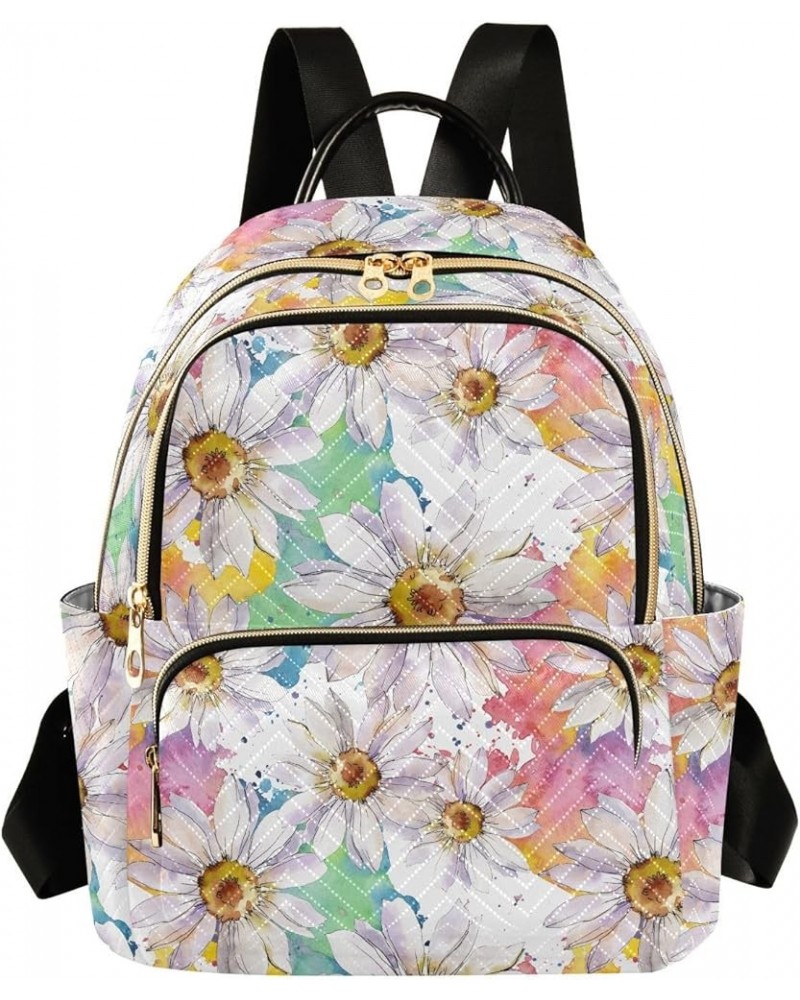 Daisy Flower Floral Colorful Small Backpack Purse for Women Travel Bag Fashion Daypack Back Pack Shoulder Bag Multicolor Medi...