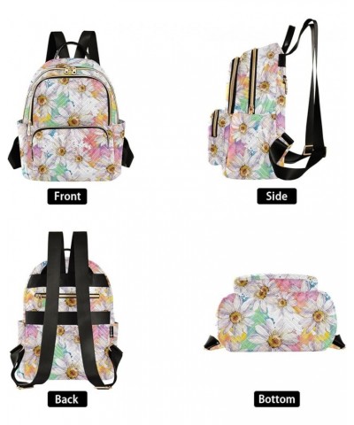 Daisy Flower Floral Colorful Small Backpack Purse for Women Travel Bag Fashion Daypack Back Pack Shoulder Bag Multicolor Medi...