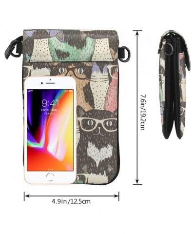 Hipster Cute Cats Small Crossbody Cell Phone Purse for Women Cellphone Wallet Adjustable Strap $18.35 Crossbody Bags