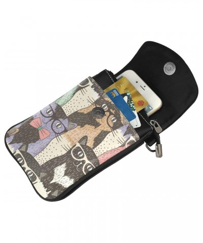 Hipster Cute Cats Small Crossbody Cell Phone Purse for Women Cellphone Wallet Adjustable Strap $18.35 Crossbody Bags