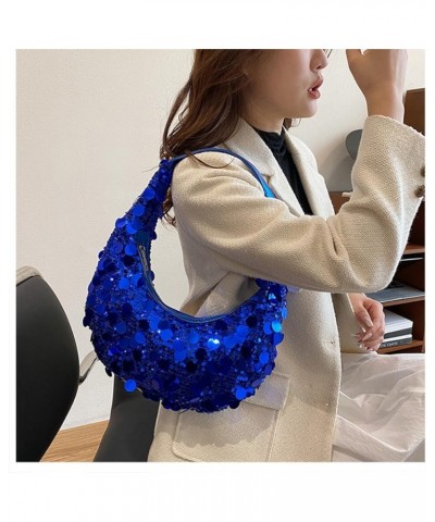 Women's Sequin Tote Bag Underarm Shoulder Bag for Women Dumpling Tote Bag for Women Evening Purses Handbag Blue $17.04 Totes