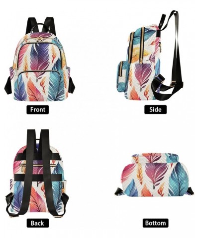 Colorful Feathers Fashion Backpack Purse Ladies Fashion Rucksack Travel Shoulder Bag Casual Daily Backpack Work Bag Medium $2...