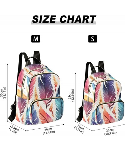 Colorful Feathers Fashion Backpack Purse Ladies Fashion Rucksack Travel Shoulder Bag Casual Daily Backpack Work Bag Medium $2...