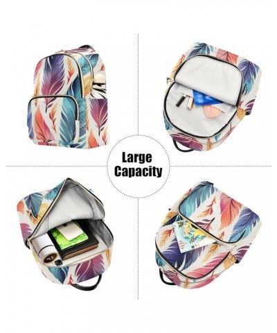 Colorful Feathers Fashion Backpack Purse Ladies Fashion Rucksack Travel Shoulder Bag Casual Daily Backpack Work Bag Medium $2...