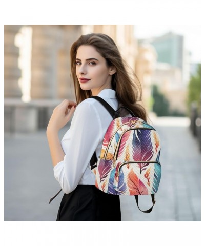 Colorful Feathers Fashion Backpack Purse Ladies Fashion Rucksack Travel Shoulder Bag Casual Daily Backpack Work Bag Medium $2...