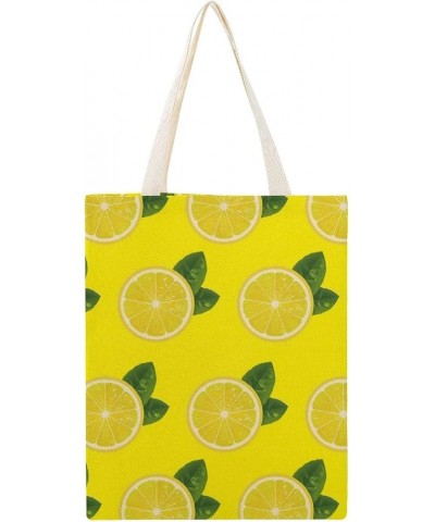 Canvas Tote Bag, Lemon Yellow Shopping Bag with Zipper & Handle for School Travel, Reusable Shopping Grocery Bags Style-2 $11...