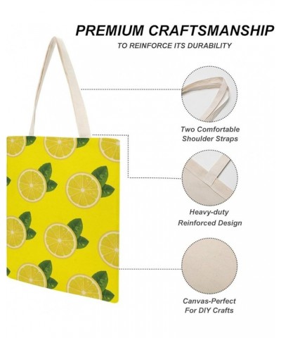 Canvas Tote Bag, Lemon Yellow Shopping Bag with Zipper & Handle for School Travel, Reusable Shopping Grocery Bags Style-2 $11...