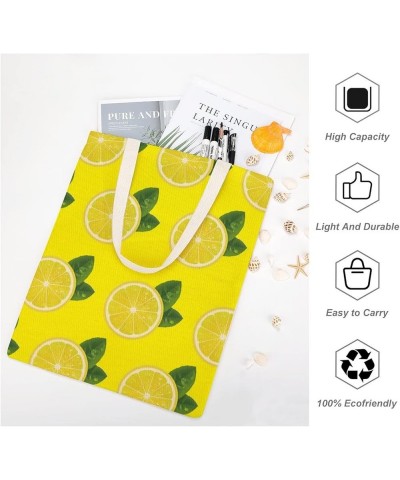 Canvas Tote Bag, Lemon Yellow Shopping Bag with Zipper & Handle for School Travel, Reusable Shopping Grocery Bags Style-2 $11...