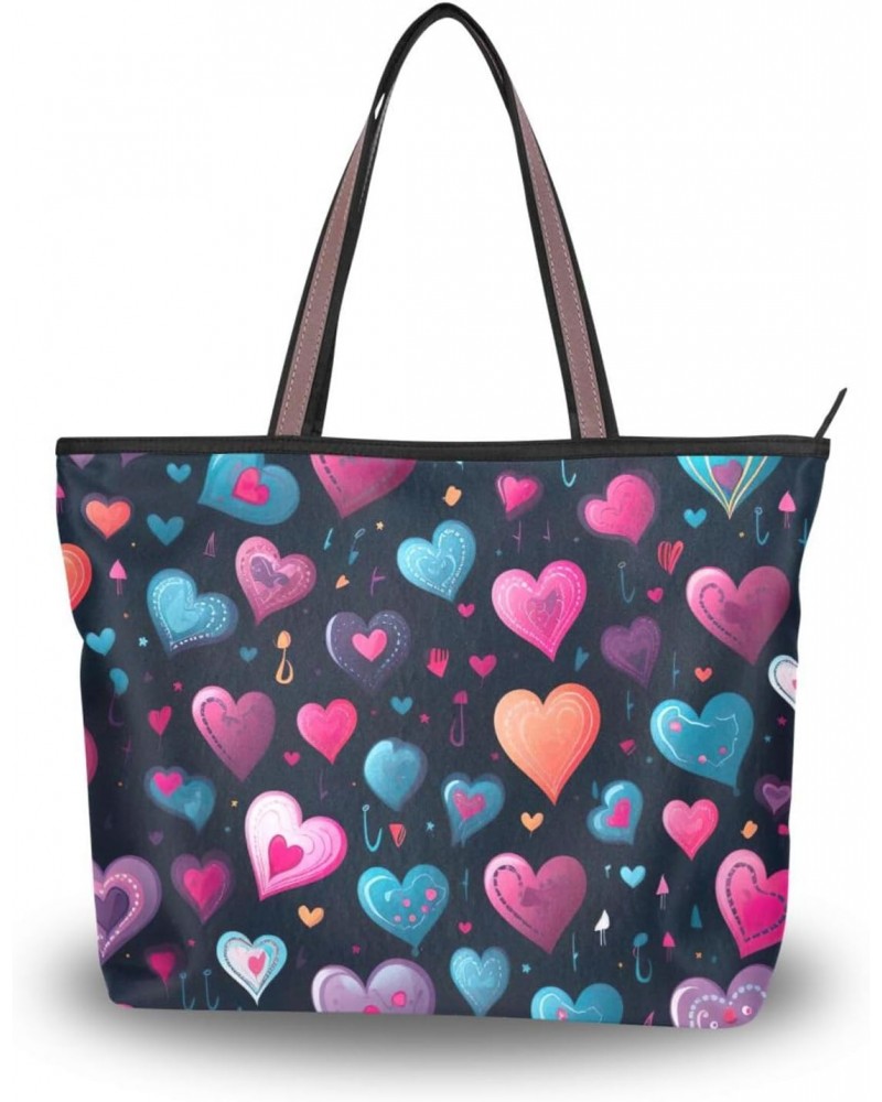 Women Tote Bags Valentine's Day Heart Pink Top Handle Satchel Handbags Shoulder Bag for Shopping L 20850992 $11.96 Totes