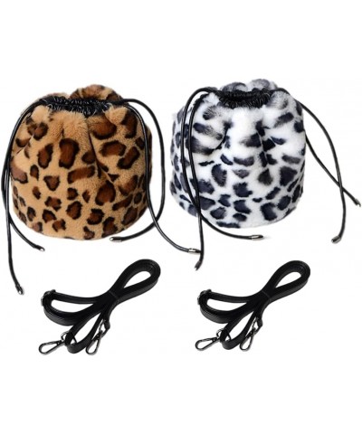 Women Faux Fur Crossbody Shoulder Bag Furry Plush Handbag Leopard Clutch Purse Fashion Gift 2a Pieces $28.00 Shoulder Bags