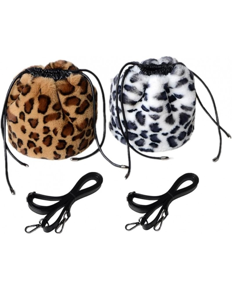 Women Faux Fur Crossbody Shoulder Bag Furry Plush Handbag Leopard Clutch Purse Fashion Gift 2a Pieces $28.00 Shoulder Bags