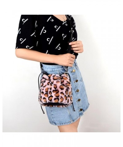 Women Faux Fur Crossbody Shoulder Bag Furry Plush Handbag Leopard Clutch Purse Fashion Gift 2a Pieces $28.00 Shoulder Bags