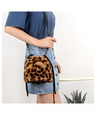 Women Faux Fur Crossbody Shoulder Bag Furry Plush Handbag Leopard Clutch Purse Fashion Gift 2a Pieces $28.00 Shoulder Bags