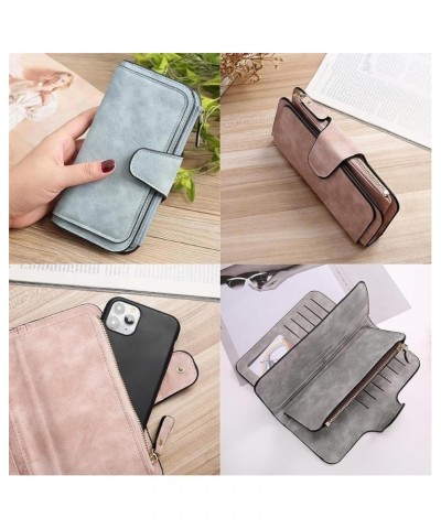 Retro Glamorous Multiple Slots Women Wallets, Large Capacity PU Leather Trifold Credit Card Wallets for Women, Frosted Long S...