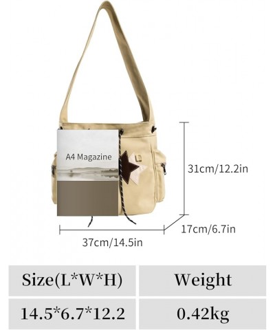 Canvas Shoulder Bag for Women Large Hobo Crossbody Bag Casual Handbags Shopping Work Travel Bag Khaki $25.18 Hobo Bags