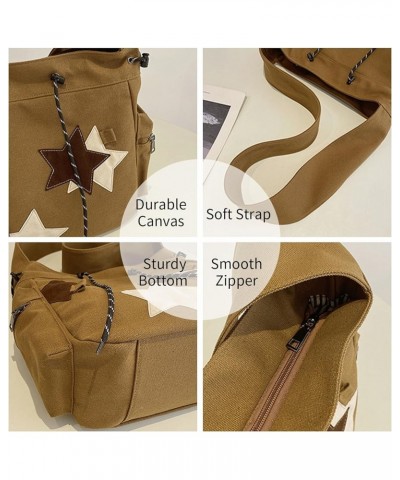 Canvas Shoulder Bag for Women Large Hobo Crossbody Bag Casual Handbags Shopping Work Travel Bag Khaki $25.18 Hobo Bags