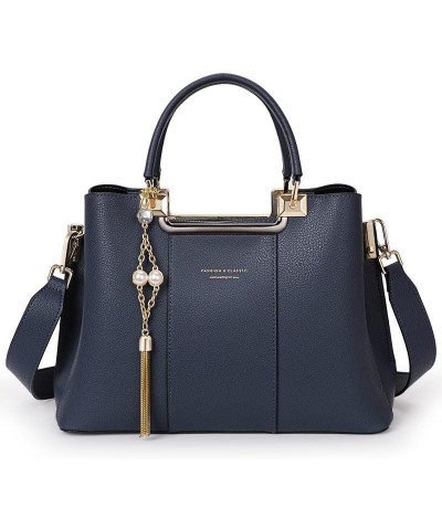 Blue cowhide fashionable single shoulder diagonal cross portable commuting women's bag $36.08 Shoulder Bags