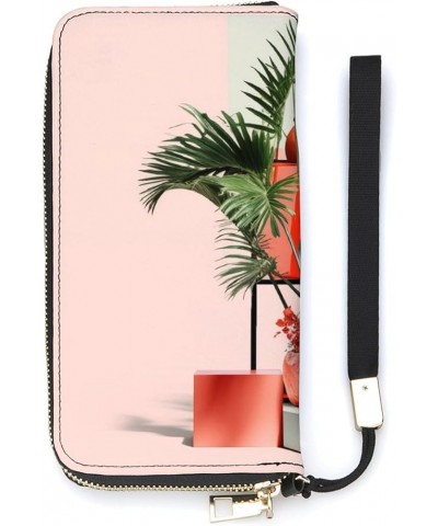 Pink Wallet for Women Wallet Women Leather with ID Credit Card Holder Zipper Coin Bifold Geometric Bracket Texture Wallet Wom...