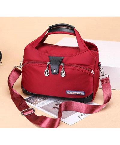 Women's Nylon Handbag Casual Hobo Bag Shoulder Crossbody Bag Small Totes Lightweight Multi Pocket Purse for Travel A-red $31....